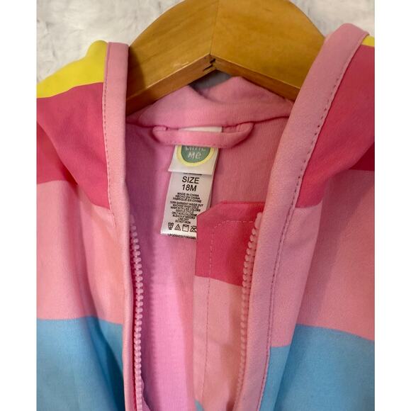 Little Me Little Kid’s Rainbow / Pink Waterproof Hooded Rain Coat Size 18 Months - Picture 2 of 5